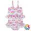 2017 summer baby girl clothing set new design adorable donuts ruffled two pieces swimsuit