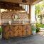 Buffet Leaf Carved Natural Color Teak Wood Furniture