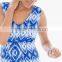 lady's stripe print lace knitting sleeveless maxi dress