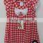 cute girls red and white grid dress with embroidered for summer
