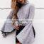 Runwaylover 139 New Design 2017 Ladies Fashion Flare Sleeve Knitted Turtleneck T-Shirt