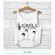 Fashion Girls 3D Design Sleeveless Sports Gym Irregular Tank Top With Pattern For Women