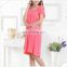 Ladies' eco-friendly bamboo fiber round neck night gown solid color FD