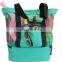 Blue Handle Simple Double Layer Polyester Mesh Cooler Bag