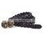 Woman ladies trendy woven thin waist with rose buckle