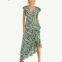 Ruffled Shoulder Deep V Irregular Him Casual Dress
