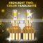 9005 9006 H7 H1 H11 9012 HB5 H4 Double Color LED Headlight Bulbs Kit 76W 3000K 6000K Car Fog Lamp Hi/Lo Beam Light Bulbs Replace