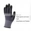 Protective Garden Work Gray Glove Shell 15g Nylon Spandex Black Nitrile Sandy Coating Glove