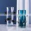 Wholesale Minimalist Table Decor Small Cheap Art Blue Cylinder Clear Glass Flower Vases