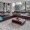 European modern designs led light l shape corner leather sofa set furniture living room