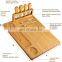 Bamboo Cheese Board Set Charcuterie Board and Serving Meat Platter with 4 Stainless Steel Cheese Knives