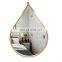 K&B antique decorative water drop shape gold iron frame wall makeup mirror for home decor