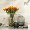 Modern Wholesale Nordic Handmade Centerpieces Cylinder Large Flower Frosted Crystal Glass Vase Wedding Decoration Modern Vase