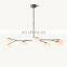 Modern Long Hanging Lamp Glass Dining Table Light Fixture Linear LED Chandelier for Office Kitchen Island Bar Lighting