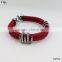 2106 High Quality Fashion Blood Red Python Leather Genuine Leather Stainless Steel Mens Bracelets With Diamond