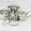 simple design stainless steel deep frying pan with glass lid and lines decor on body