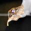 Amazing Silver Gold Plated Hollow Out Leaf Brooches Big Imitation Pearl Brooch Pins for Women Jewelry Gift