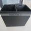 Faux leather two-section-waste bin with metal inserts, Hotel waste bin