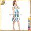 2016 New fashion unique fitted women print blue floral v-neck dress                        
                                                Quality Choice