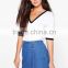 Wholesale custom design girls denim skirt short flared denim skirt
