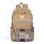 canvas school backpack bag with leather trim