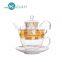 Wholesale pyrex glass teapot with cup saucer glass infuser strainer all in one tea pot handblown 400ml