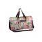 Wholesale floral folding duffle bags with inner zipper pocket and reusage recycle shopping travel bags with handles