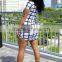 Women Sexy Checks Bodycon Short Sleeves Summer Evening Clubwear Mini Party Dress