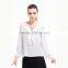 long sleeve latest blouse styles V-neck white women latest blouse styles