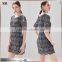 Black Crochet Dress Flower Pattern Cut-out Metallic Effect Dress for Adult SR-D9784