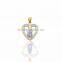 heart shape two tone plated CZ mother mary pendant
