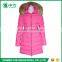 Fashion Style Winter Fur Collar Pink Long Style Duck Down Jacket for Women
