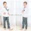 Small MOQ Cotton Boys Cute Pajama Set Knitted Long Sleeve Gingham Pant Children Sleepwear Printed Wicking Kids Weat Set