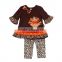 2016 yawoo baby girls stripe orange tutu with turkey embroidery dress 2 pcs kids thanksgiving clothing