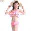 Cute Two Piece Hollow Swim Skirt Girls Ruffles Swimsuit