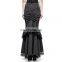 Q-306 Punk Rave gothic black striped fishtail skirt