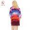 Women 100% polyester chiffon beachwear cover up colorful printing deep V neck tied waist casual beach wear dress for party