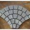 Black Grey Granite Cobble Stone Brick Fan Shape Outdoor Road Heavy Duty Mesh Backside Paving Stone Tiles