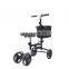 Folding knee rollator scooter walker with knee support