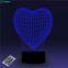 Romantic Love Heart 3D Table Lamp 16 Colors Remote 3D Desk Lamp