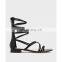 Low heel flat women fancy beautiful design handmade with back zip closure sandals shoes ladies gladiator footwear