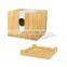 Natural Bamboo Free-Standing Toilet Paper Holder with Shelf Tray Bathroom Tissue Holder Organizer Box for Toilet Paper Storage