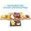 Natural Wooden High Quality Bamboo Tray Slate Cutting Cheese Board Set With Stainless Steel Knives Drawer