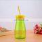 Customized Plastic Mini Plastic Glass Milk Bottle with Straw
