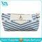 Marine Style Navy Blue Stripe Canvas Zipper Gift Pencil Bag