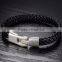 Simple Punk Silver Alloy Buckle Braided PU Leather Bangle Cuff Bracelet