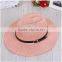 Wide brim Summer fashion women panama paper beach straw hat with black buckle strap