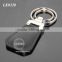 Black Leather Zinc Alloy Metal Double Key Rings Stainless Steel Sticker Blank Leather Keychain