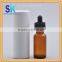 stock amber round e liquid glass bottle with glass dripper in the tube