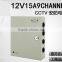 18 Ports 12V DC 15A 15-18ww CCTV Camera Power Supply Distribution Box with TPC Automatic Recovery